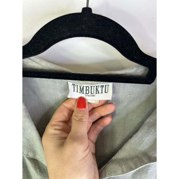 Vintage 90s Timbuktu Linen Flowy Button Shirt Tunic USA Lagenlook - Picture 2 of 6